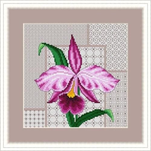 Lace pink iris 28-28 White fabric Counted Cross Stitch Cross Stitch Kits Embroidery Needlework Sets