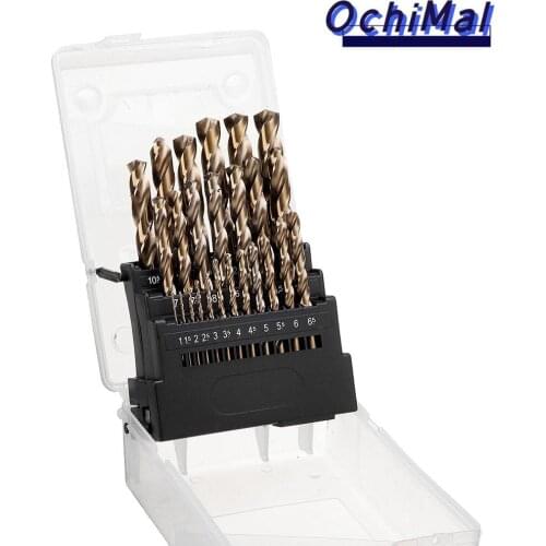 M35 Cobalt Coated Drill Bit Set HSS-Co Twist Drill Bits with Plastic Case for Stainless Steel Wood Metal Drilling