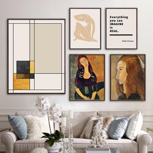 Girl Color Block Geometry Line Abstract Wall Art Canvas Painting Nordic Posters And Prints Wall Pictures For Living Room Decor