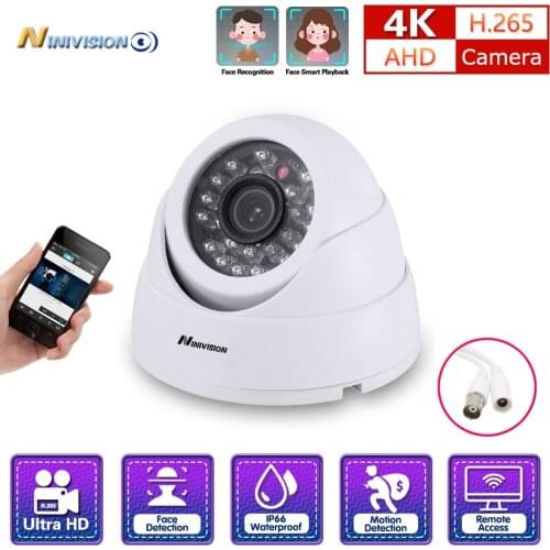 NINIVISION CCTV Dome Camera 24IR LEDS Indoor Outdoor Night Vision 1/3"CMOS COLOR 8MP Dome Camera 24IR LED Built-in 3.6mm Lens