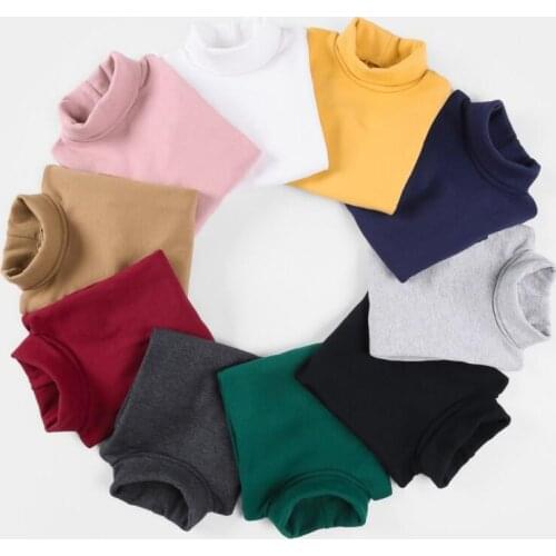Winter Fall Baby Toddler Teen Boys Girls Clothes Long Sleeve Turtleneck T Shirt Tops Kids Cotton Children Base T Shirts JW8271A