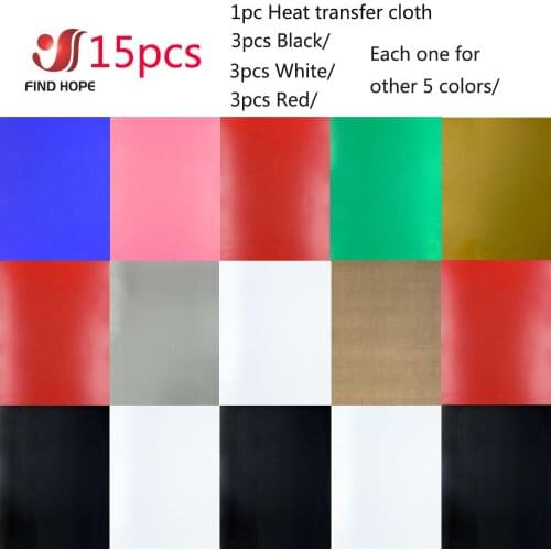PU Heat Transfer Vinyl for T-Shirts 12inx10in 15 Sheets Iron On Vinyl HTV Printing Bundle DIY
