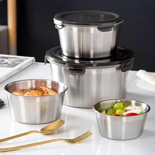 Stainless Steel Portable Lunch Boxes with Cover Thermal Heated Student School Bento Box Dinnerware Food Storage Container