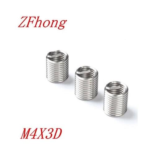 50pcs M4 M4*3D stainless steel wire thread insert