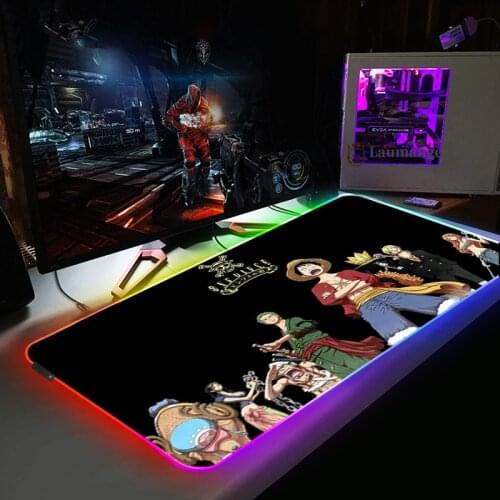 Rgb Mouse Pad One Piece Gamer Accessories Mousepad Keyboard Pc Gaming Office Anime Mat For Gamer Lights Carpets Big Table Mats