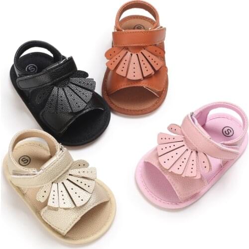 Baby Girl Boy Sandals Baby Shoes Flats Leather Rubber Sole Anti-Slip First Walker Newborn Toddler Sandals Girl Crib Shoes Summer