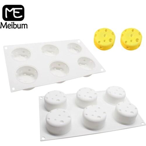 Meibum 6 Cavity Round Cheese Shape Cake Mold Mousse Dessert Silicone Molds Muffin Pastry Mould Baking Pan Kitchen Tools