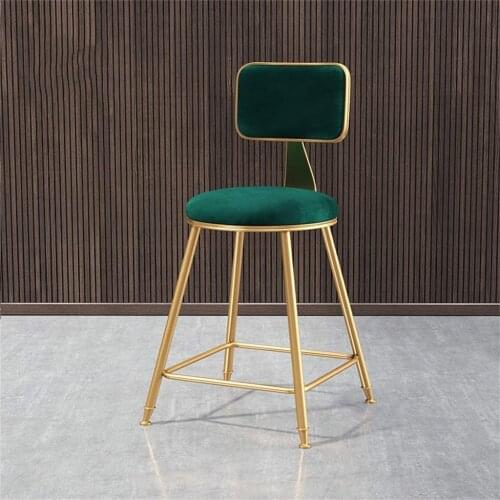 Chinafurniture upholstered dining chair with backrest for kitchen/bar stool with golden metal feet velvet cushion