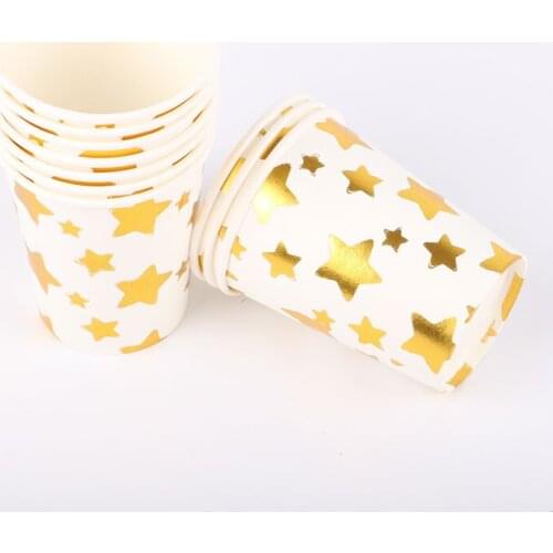 10pcs/lot Foil Gold Wave Paper Cups Disposable Tableware Wedding Birthday Decorations Baby Shower For Kids Girls Boys