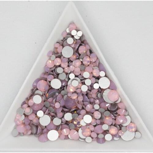 Pink Opal Glass 3D Nail Art Rhinestones ss3 ss4 ss5 ss6 ss8 ss10 ss12 ss16 ss20 ss30 ss34 Crystal Nail Art Rhinestones