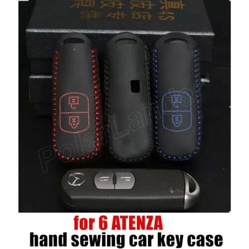 Only Red car key cover case fit for MAZDA CX NEW 5 AXELA 6 ATENZA Hand sewing DIY car styling genuine quality leather