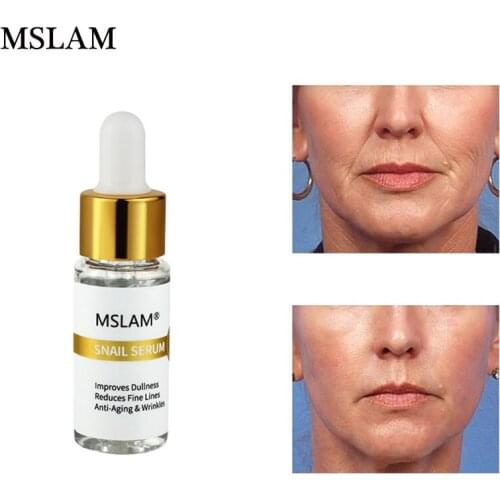 MSLAM Snail Anti Wrinkle Face Serum Improve Fine Lines Anti-aging Repair Hyaluronic Acid Moisturizing Brighten Shrink Pores