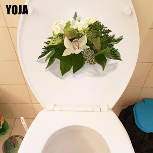 YOJA 23.7*18.8CM Simple And Fresh Plant Flowers Toilet Sticker Home WC Decor Wall Decal T1-1156