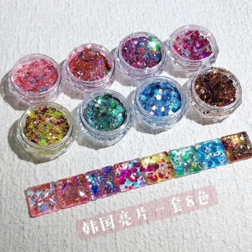 Colour Shift Chunky Holographic glitter 8pcs glitter Nail set , glitter mix ,resin glitter ,nail art/ slime/ festival Glitter,78