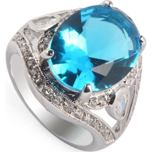 Fleure Esme luxury vintage Wedding Rings Jewelry & Accessories for women alliance Blue Cubic Zirconia Rhodium Plated R382 R382G