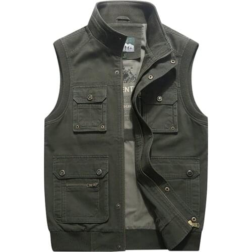 Plus size 6XL 7XL 8XL Brand Mens Military Tactical Vest Stand Collar Cotton casaco masculino Multi-pockets Waistcoat Vest Men