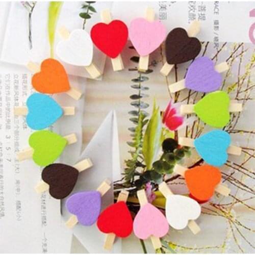 10pcs mini love wooden clothes photo paper nail pin clothespin craft postcard holder family wedding decoration, DIY accessories