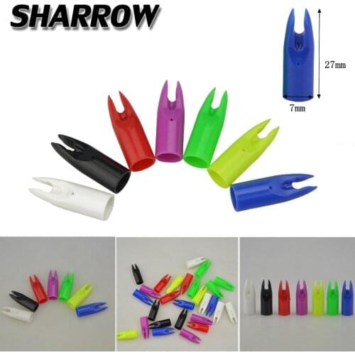 100 pc Archery 7mm coat Arrow Nock Wood Arrow Tails Plastic Arrow Nock Hunting Shooting Bow And Arrow Accessory