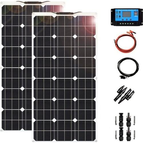 18 Volt 100 Watt Flexible Solar Panel Kit 100W 200W 300W 400W 500W Monocrystalline Silicon Solar Panels 12V 24V Battery Charger