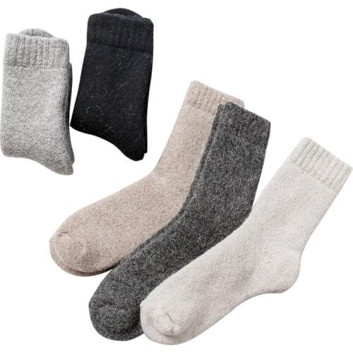 3Pair/lot Winter Mens Super Thick Solid Sock Warm Retro Casual Wool Cotton Socks