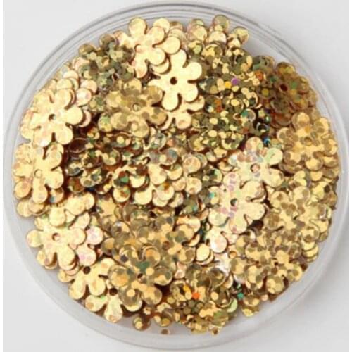 3000pcs/lot 9mm Flat Flower Centre Hole Loose Sequins Sewing Kids DIY Garment ,Wedding Craft,Accessories Laser Gold