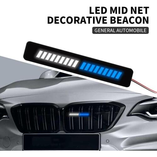 3D Car Front Grille Mid Net LED Decorative Light Badge Emblem Car Light Beacon Day/Night Time Running Decorative Atmosphere Lamp