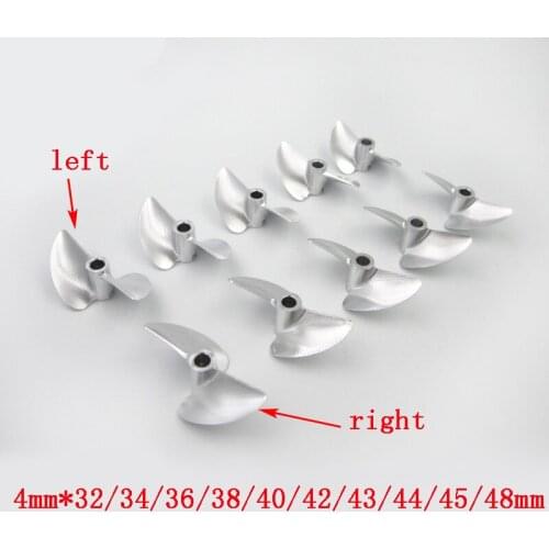 4mm*32/34/36/38/40/42/43/44/45/48mm 2-Blades Left/Right CNC Aluminum Alloy Propeller Pitch 1.4 Metal Prop for Racing O Boat