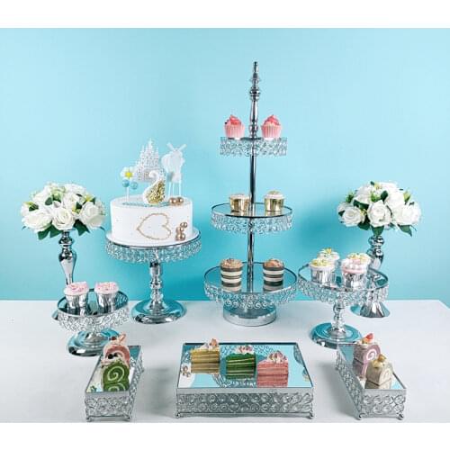 5pcs/lot fast shipping crystal mirror cake stand set
