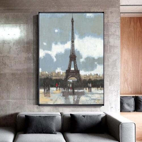 Abstract Paris Eiffel Tower Landscape Oil Painting on Canvas Posters and Prints Wall Art Picture Living Room Cuadros Decor Kids