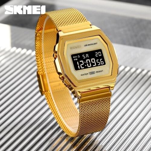 Luxury Mesh Belt Digital Watch Fashion Dress Electronic Quartz Watches Men Wrist Watch Led Waterproof Clock Stopwatch Hours 2021
