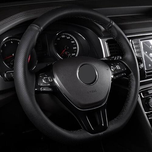 DIY Black Breathable And Wear-resistant Faux Leather Steering Wheel Cover For Volkswagen VW Golf 7 Mk7 New Polo Jetta Passat B8