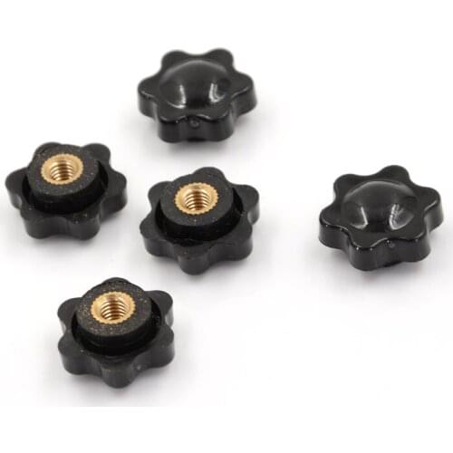 5Pcs/lot Black Star Shaped Head M6 Female Thread Clamping Nuts Knob For Industry Equipment