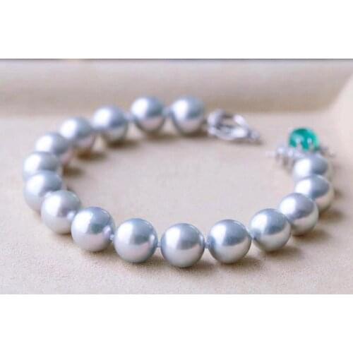 D302 Pearls Bracelets Fine Jewelry 9-10mm Natural Fresh Water Gray Pearls Bracelets for Women Fine Pearls Bracelets