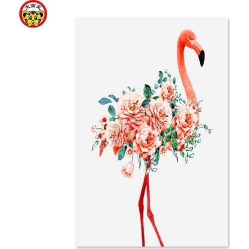 DDiy home decor oil painting by numbers drawing hand painted picture Wall Decor pictures for living room Red Flamingo and flower