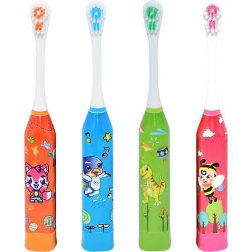 Kids Electric Toothbrush Cartoon Colorful Waterproof IPX 7 Battery Children Sonic Electric Tooth Brush With 2pcs Toothbrush Head