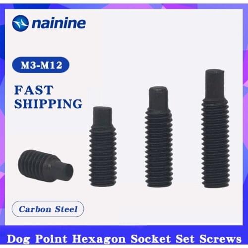 DIN915 M3 M4 M5 M6 M8M10 M12 Black Hexagon Socket Set Screws With Dog Point B041