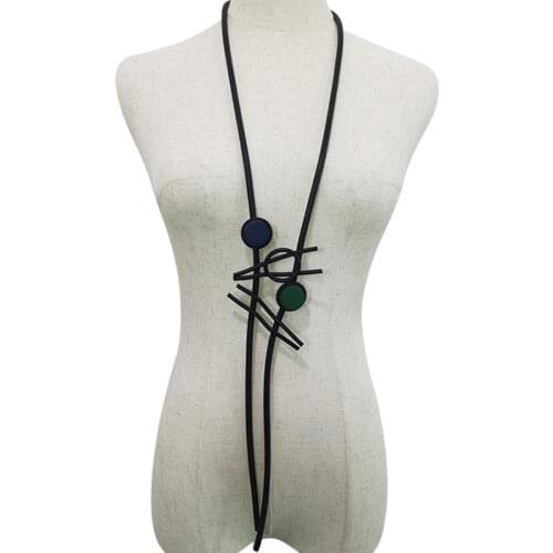 YD&YDBZ Contrasting Design Leather Long Necklace Charms For Women Fashion Unique Leather Rope Choker Chain Punk Style Necklaces