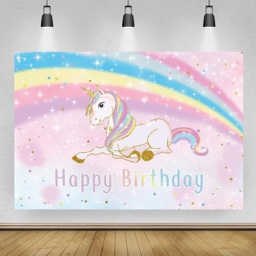 Unicorn Backdrop For Photography Rainbow Newborn Baby Shower Customize Background For Photo Booth Studio Party Customize Decor