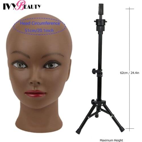 Female Bald Mannequin Head With Stand Cosmetology Practice African Training Manikin Head With Wig Stand Tipod For Mannequin Wigs