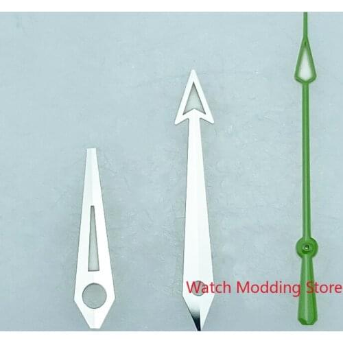 HOT Silver/Silver Green /Silver Gauss Watch Hands Fit NH35(36) 4R35(36) Mov't Mod Longer Version Aqua Terra Style Luminous