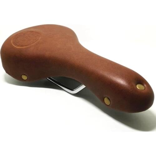 Leather Saddle Mountain Road Bike Vintage Retro Bicycle Seat Brown PU Design Cushion Riveted Cycling Part