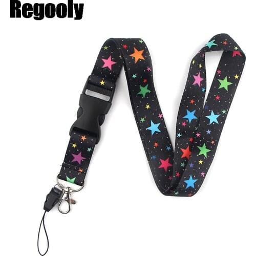Colorful stars Lanyard Keys Phone Holder Funny Neck Strap With Keyring ID Card DIY Animal webbings ribbons Hang Rope decorations