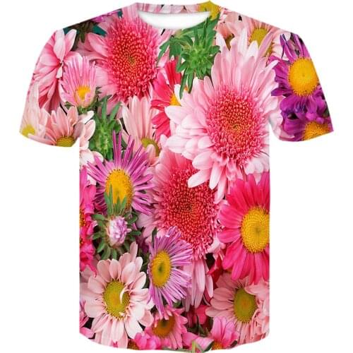 2021 summer mens rose flower 3D pattern printing T-shirt fashion summer short-sleeved mens casual comfortable tshirt s-6xl