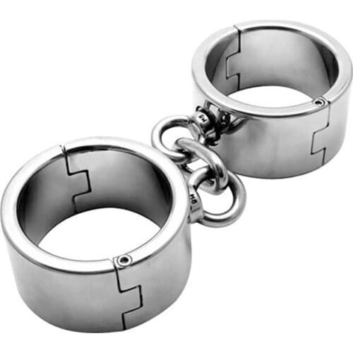Metal Stainless Steel Handcuffs Ankle Wrist Cuffs For Couple Fetish Bdsm Bondage Restraints Roleplay Binding Lockable Sex Toys
