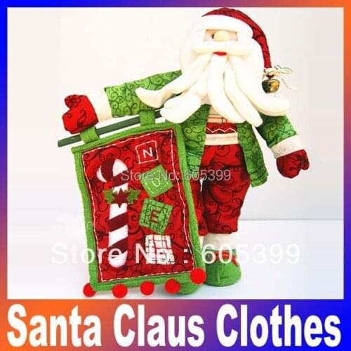 New Christmas ornament green clothes santa claus christmas indoor decoration Free Shipping