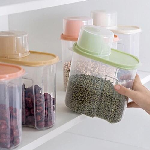 PP Food Storage Box Plastic Clear Container Set with Kitchen 1.9L-2.5L Jars pour Lids Tank Storage Grains Dried Bottles J7G7