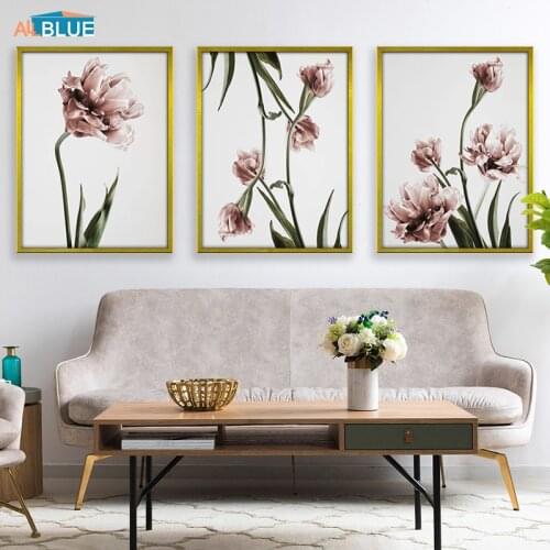 Poster Nordic Pink Tulipe Canvas Painting Prints Flowers Wall Art Modern Wall Pictures For Living Room Scandinavian Decoration