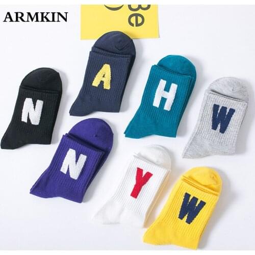 ARMKIN Casual Korea Women socks Winter Cotton Letter Long Socks embroidery Fashion sport Girl Socks Super Cute happy socks