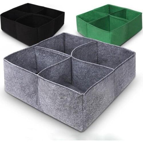 4 Grids Grow Bags Non-Woven Fabric Garden Bed Rectangle Planting Container Grow Bag Fabric Planter Pot For Plants Nurse Durable