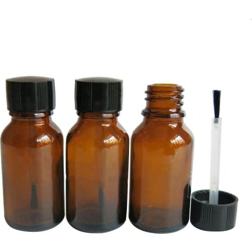 360pcs/lot 20ml Empty Amber Glass Bottle with Lined Brush Cap, 20cc Brown Glass Oil Container, Cosmetic Packaging